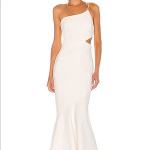 White one shoulder long dress